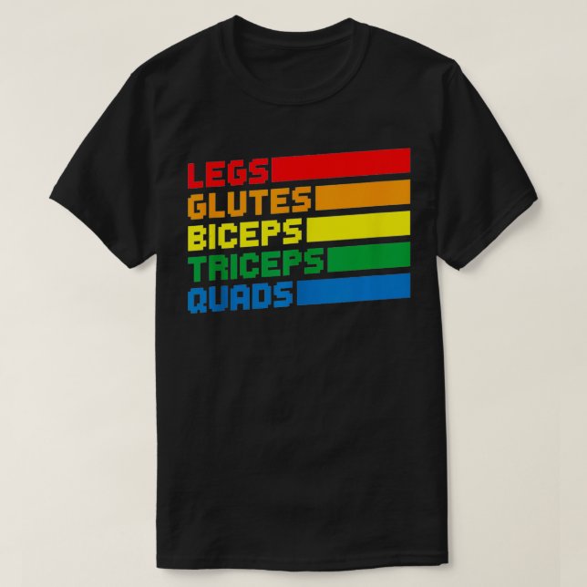 Camiseta Pernas Glutes Biceps Triceps Quads LGBTQ (Frente do Design)