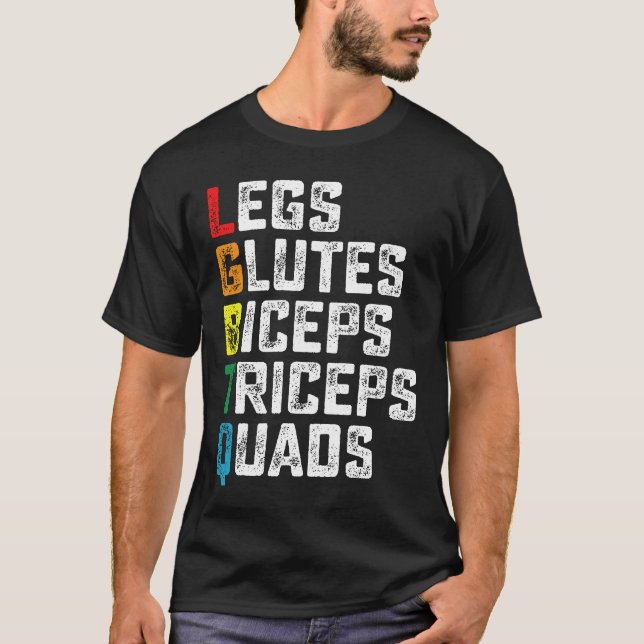 Camiseta Pernas LGBTQ Glutes Biceps Triceps Quads Engraçado (Frente)