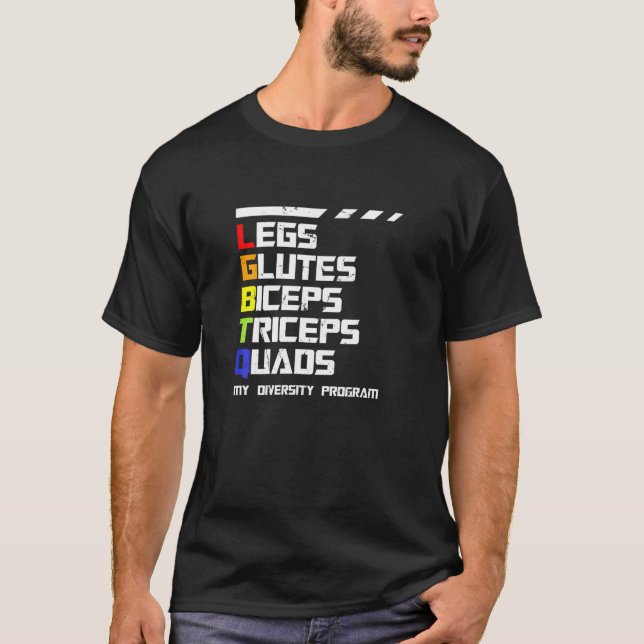 Camiseta Pernas LGBTQ Glutes Biceps Workout Diversidade de  (Frente)