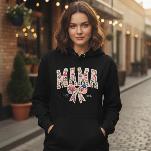 Camiseta Pérola Floral Mãe Universidade Elegante Feminino