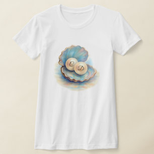 Camiseta Pérolas de Casamento de Praia Shell Elegant Ocean 