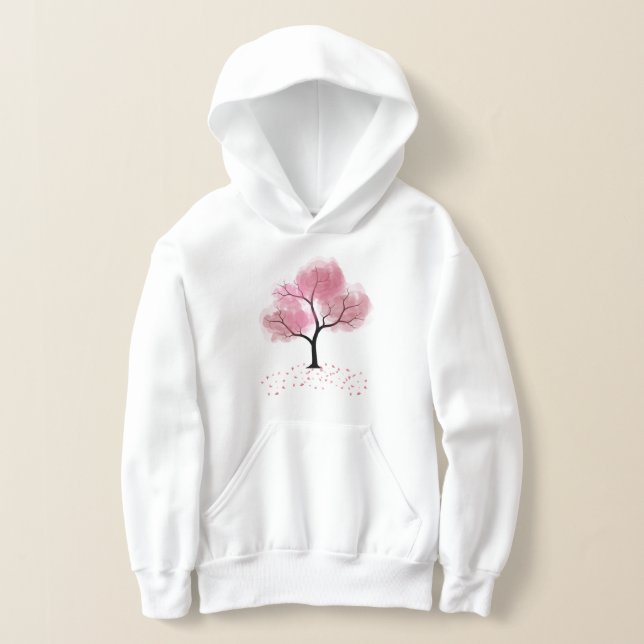 Camiseta Pérolas de Flores Escuras de Flor de Cereja Rosa (Postura )