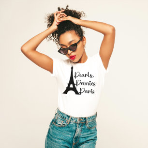 Camiseta "Pérolas, Peônias, Paris" Elegante