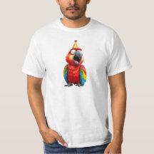 Perroquet déguisé en clown prêt pour le spectacle.