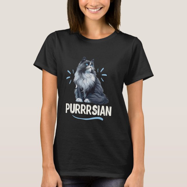 Camiseta Persa Cat PURRSIAN Funny Persa Proprietário de Gat (Frente)