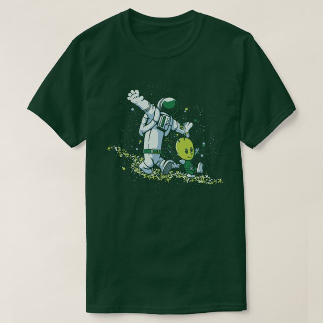 Camiseta Perseguição de Estrelas e Astronautas por Tobe Fon (Frente do Design)