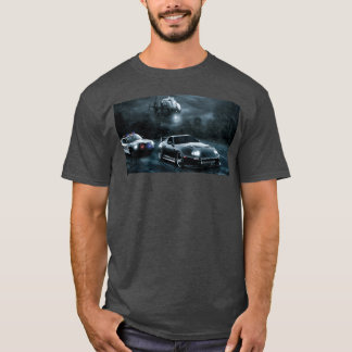 Camiseta Perseguição Noturna com Carro Esportivo Veloz retr