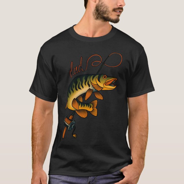 Camiseta Perseguidor de traseiro de halibute. Design engraç (Frente)