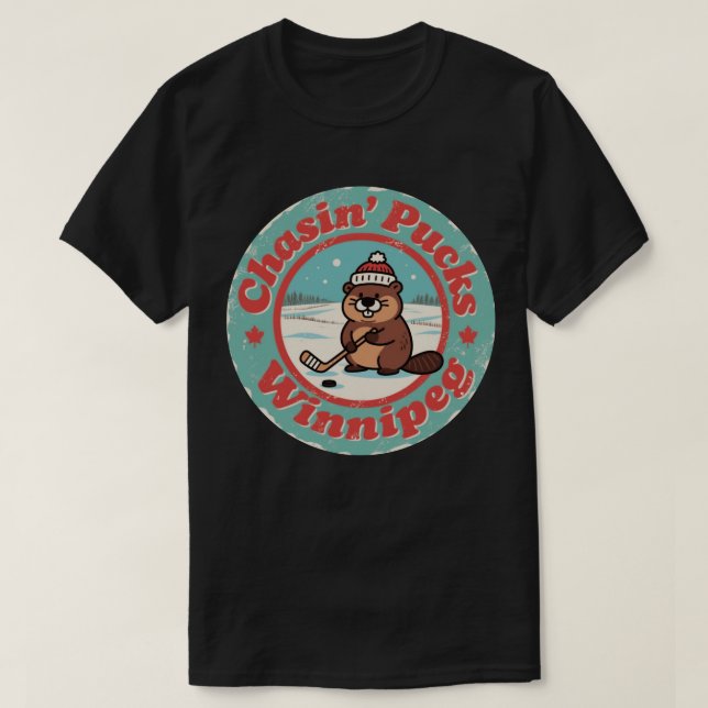 Camiseta Perseguindo Discos em Arte de Winnipeg (Frente do Design)
