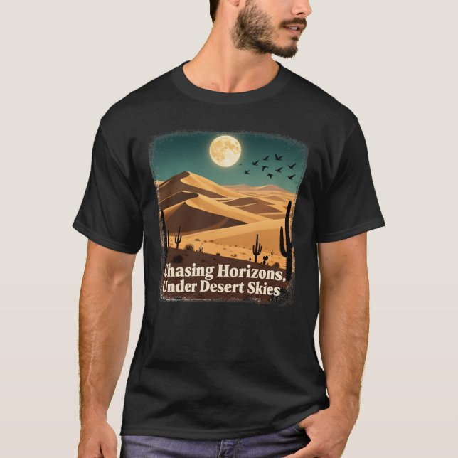 Camiseta Perseguindo Horizonte Sob O Céu Deserto (Frente)