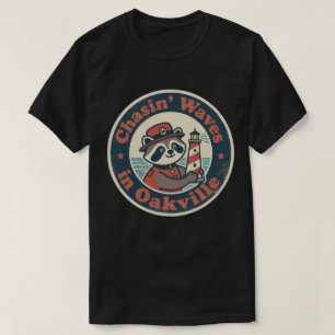 Camiseta Perseguindo Ondas em Oakville Guaxinim Divertido M