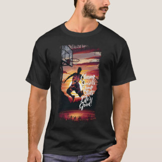 Camiseta Perseguindo Pôr do Sol e Arremessos a Cesta A Vida