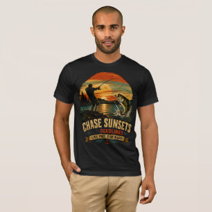 Camiseta Perseguir Pôr do Sol Não Prazos de Pesca Masculino