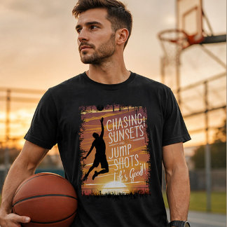 Camiseta Perseguir Pôrs do sol e saltar a vida no basquete
