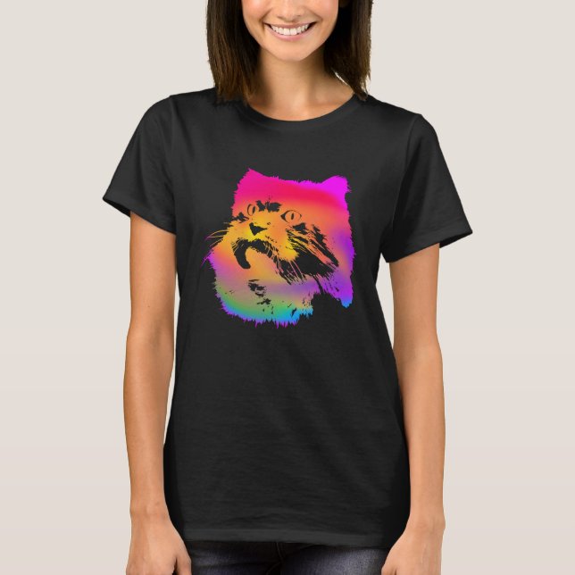 Camiseta Persian Cat Cute Rainbow Cats Graphic Kitten (Frente)