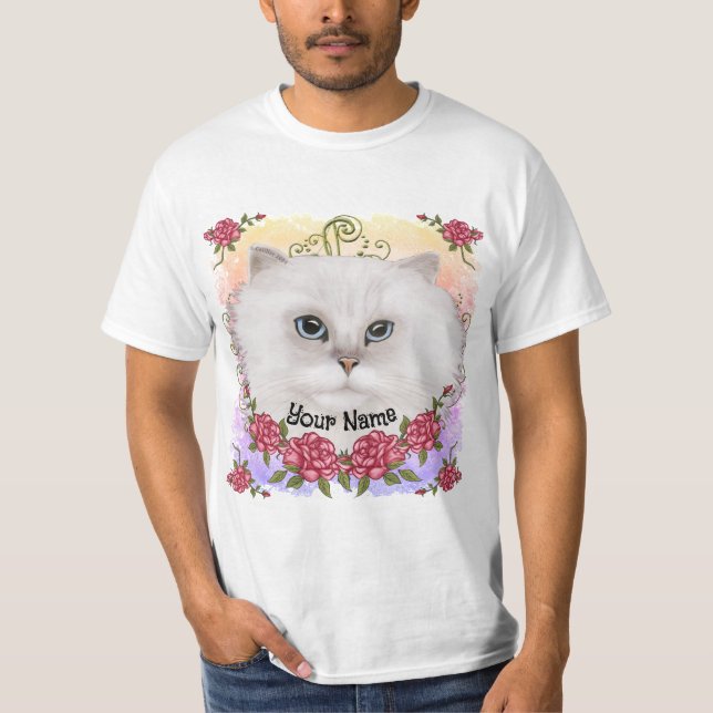 Camiseta Persian Cat Roses  (Frente)