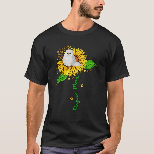 Camiseta Persian Mom Cute Cat On Sunflower Paws Lover Mothe (Frente)