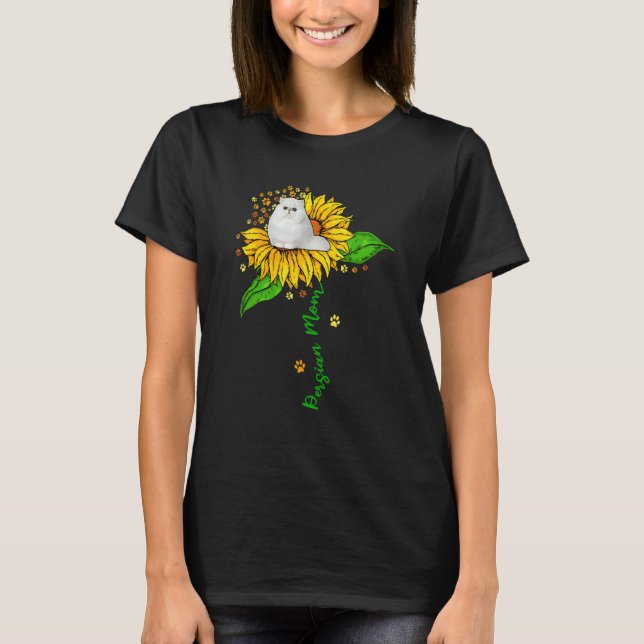 Camiseta Persian Mom Cute Cat On Sunflower Paws Lover Mothe (Frente)
