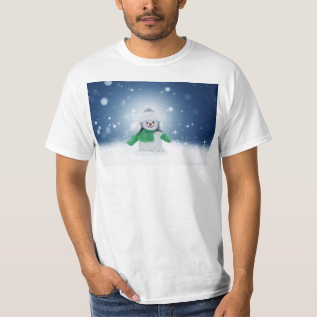 Camiseta Personagem adorável de boneco de neve de Natal do  (Frente)