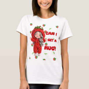 Camiseta Personagem adorável de morango com capuz