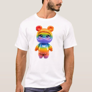 Camiseta Personagem Alien Kawaii Arco-íris Fofo Flutuante C
