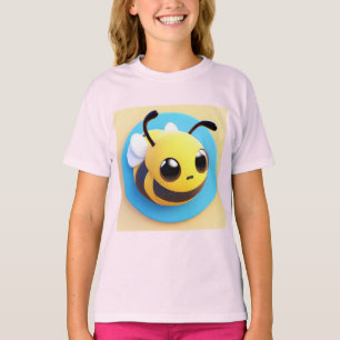 Camiseta Personagem de Abelha de Desenho Animado Fofo Com O