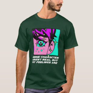 Camiseta Personagem de Anime Não é Real Mangá Emo Japonês A
