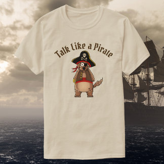 Camiseta Personagem de Cachorro Pirata Caprichoso Unisex