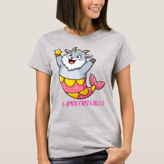 Camiseta Personagem de Capricórnio Bode Sereia Zodíaco Fofo