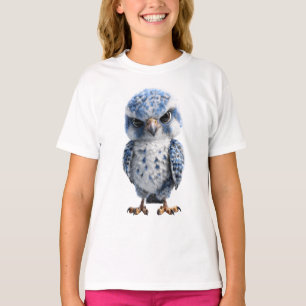 Camiseta Personagem de criança de coruja azul rabugenta
