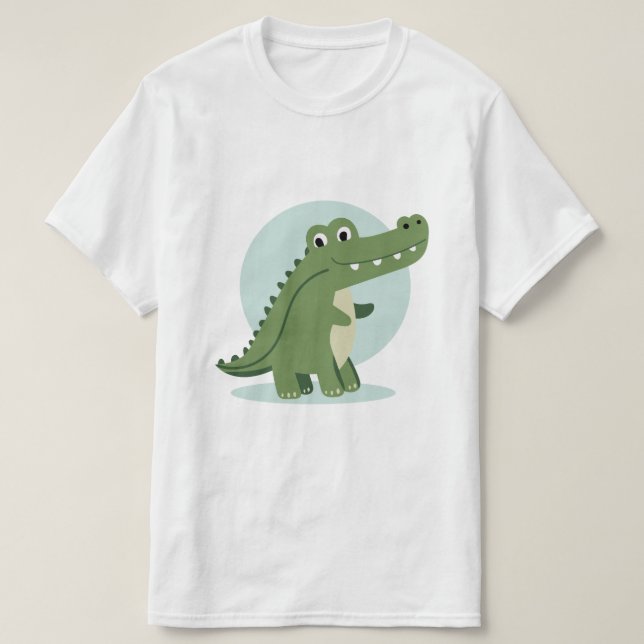 Camiseta Personagem de crocodilo fofo (Frente do Design)