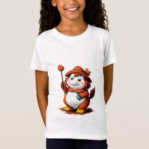 Camiseta Personagem de desenho animado com chapéu e flor