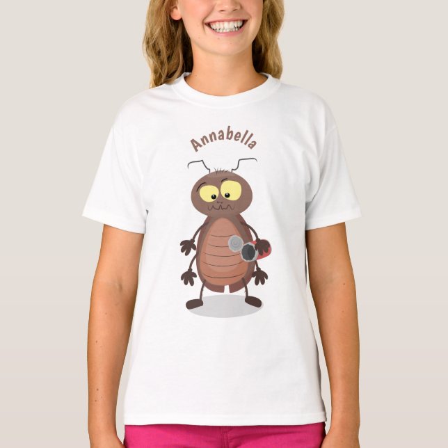Camiseta Personagem de desenho animado de barata engraçada (Frente)