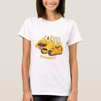 Personagem de desenho animado de bulldozer amarelo