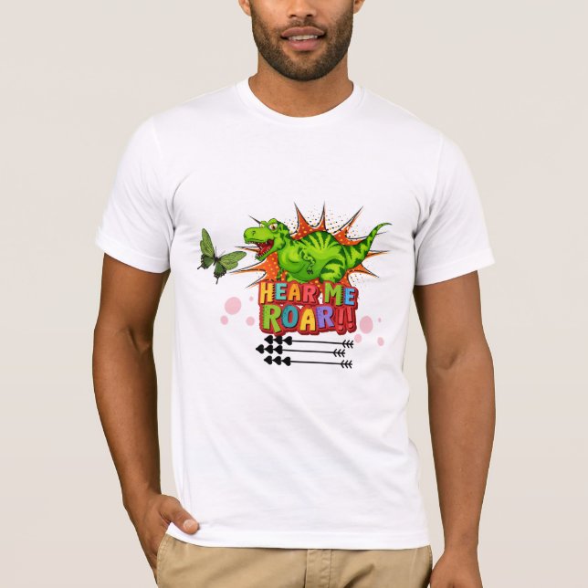 Camiseta personagem de desenho animado de dinossauro me ouv (Frente)