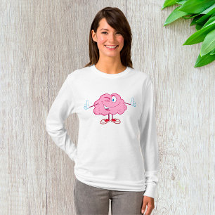 Camiseta Personagem de desenho animado do cérebro fazendo s