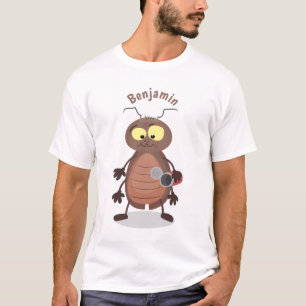 Camiseta personagem de desenho animado engraçado de barata