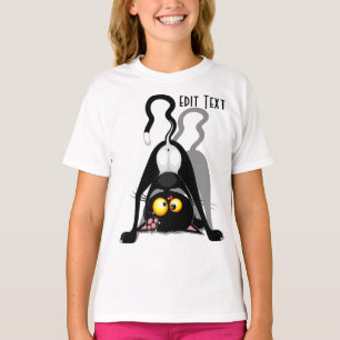 Camiseta Personagem de desenho animado engraçado de gato de