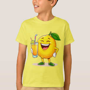 Camiseta Personagem de desenho animado Happy Lemon segurand