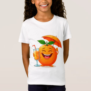 Camiseta Personagem de Desenho Animado Laranja Feliz Segura