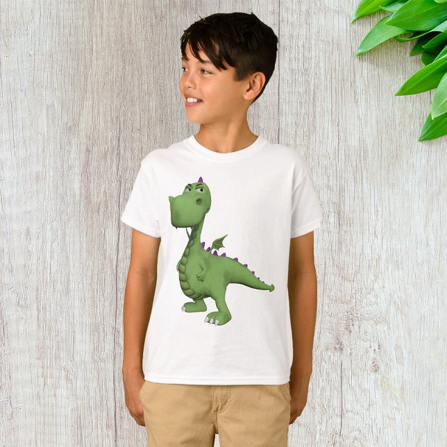 Camiseta Personagem de Dinossauro Verde com Espinhos Roxos (Criador carregado)