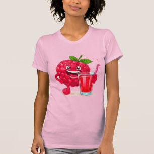 Camiseta Personagem de framboesa de desenho animado com um 