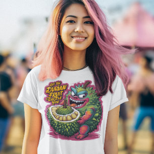 Camiseta Personagem de Fruta Durian de Cartoon Reproduzido