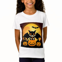 Personagem de Gato de Halloween Fofo com Abóboras