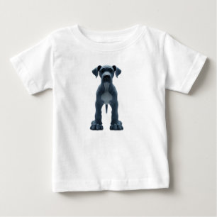 Camiseta Personagem de Grande Danês Azul Estilizado em 3D