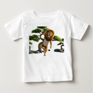 Camiseta Personagem de Leão 3D Engraçado Praticando Kung Fu