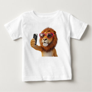 Camiseta Personagem de Leão Engraçado com Óculos de Sol Cor