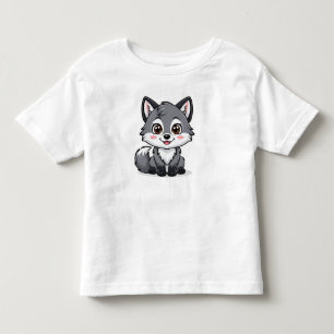 Camiseta Personagem de lobo cinza de desenho animado adoráv