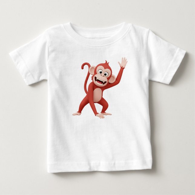 Camiseta Personagem de macaco acenando Olá (Frente)