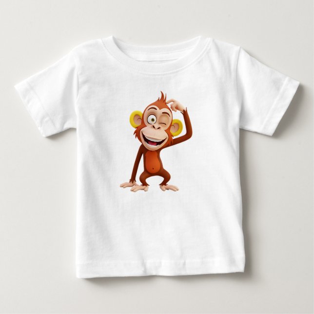 Camiseta Personagem de Macaco de Desenho 3D (Frente)